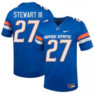 #27 Harry Stewart III Boise State Royal Jersey | Pro Cut Embroidery Men NCAA Football Gear 20499756