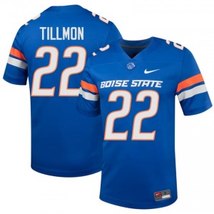 #22 Roman Tillmon BSU Broncos Royal Jersey | Officially Licensed Embroidery Men University Football Gear 82499609