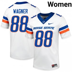 Matt Wagner #88 Boise State Jersey | Moisture Wicking White High School Football Women Stitched 20562736