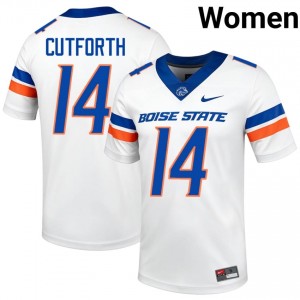 White Max Cutforth #14 Boise State Jersey | Women High School Football Limited Stitched 22215710