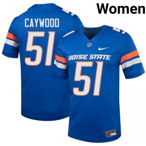BSU Roman Caywood #51 Royal Jersey | Durable Embroidery University Football Women Apparel 59410671
