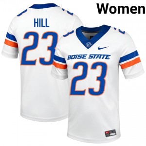 Davin Hill #23 BSU Jersey | Genuine White NCAA Football Women Stitched 50614903