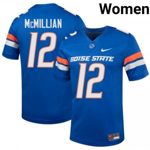Royal Jim McMillian #12 Boise State Jersey | Women College Football Pro-Grade Embroidery 57526538