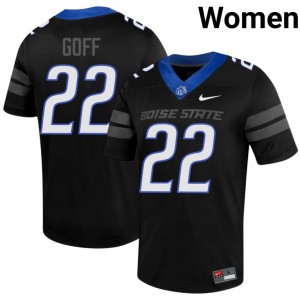 #22 Juelz Goff Broncos Black Jersey | Iconic Stitch Women College Football Gear 14818364