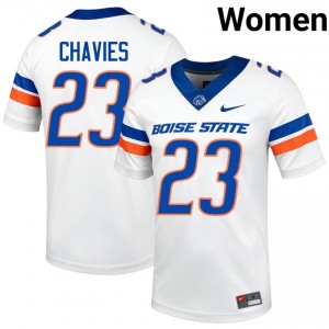 White Keilan Chavies #23 Broncos Jersey | Women Player Football Classic Stitched 82340058