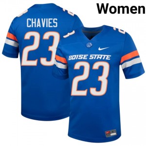 #23 Keilan Chavies Boise State Royal Jersey | Pro Cut Embroidery Women NCAA Football Gear 97904650