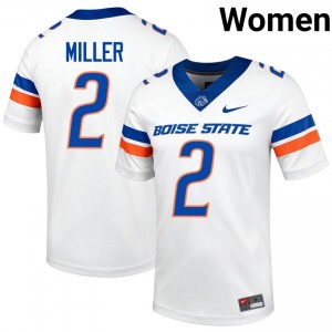 White Matt Miller #2 Boise State Jersey | Women NCAA Football Essential Stitched 72132956