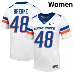 Broncos Ryan Brekke #48 White Jersey | Exclusive Stitched College Football Women Apparel 43205373