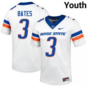 #3 Cam Bates Boise State White Jersey | Licensed Stitched Youth High School Football Gear 62012379