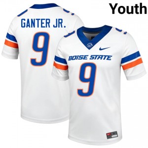 Boise State Derek Ganter Jr. #9 White Jersey | Durable Stitched University Football Youth Apparel 70621024