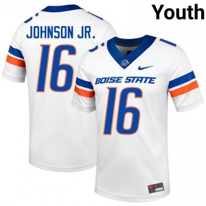 Boise State Broncos Franklyn Johnson Jr. #16 White Jersey | Fresh Stitched High School Football Youth Apparel 20612794