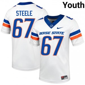 White Jason Steele #67 Broncos Jersey | Youth College Football Pro-Grade Stitched 15323971