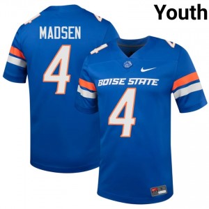 BSU Maddux Madsen #4 Royal Jersey | Premium Embroidery NCAA Football Youth Apparel 35042114