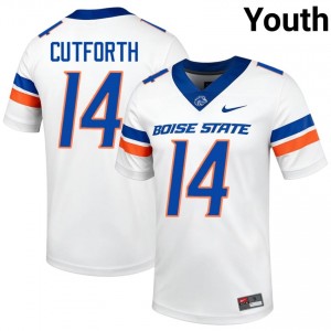 #14 Max Cutforth Boise State White Jersey | Pro Cut Stitched Youth NCAA Football Gear 49327952