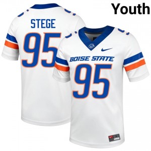 White Max Stege #95 BSU Broncos Jersey | Youth High School Football Limited Stitched 79886180