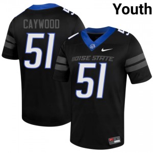 #51 Roman Caywood Broncos Black Jersey | Officially Licensed Stitch Youth University Football Gear 42008294