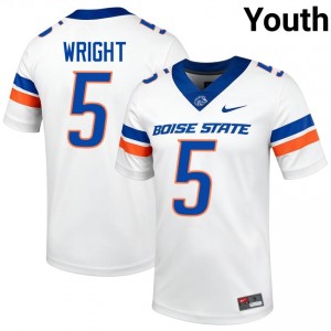 White Akeem Wright #5 BSU Jersey | Youth College Football Pro-Grade Stitched 85166092