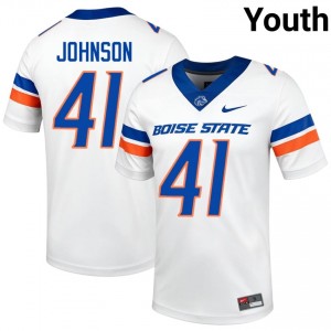 #41 Ian Johnson Broncos White Jersey | Licensed Stitched Youth High School Football Gear 13792183