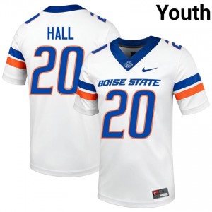 White Kyle Hall #20 Broncos Jersey | Youth High School Football Limited Stitched 48329267