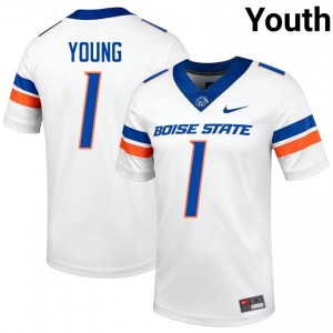 White Titus Young #1 Boise State Jersey | Youth High School Football Limited Stitched 33005389